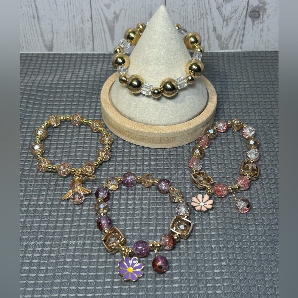 Gold and Silver Beaded Bracelet Set